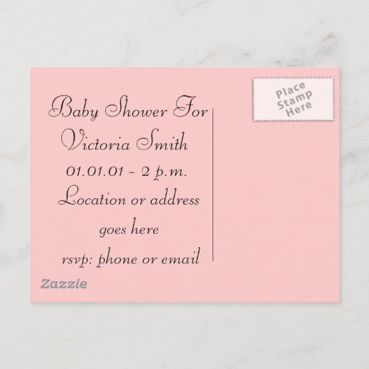 水玉模様とストライプベビーシャワー招待状 案内ポストカード (裏面)