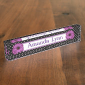 水玉模様とデイジー デスクネームプレート (側面)