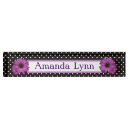 水玉模様とデイジー デスクネームプレート