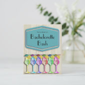 水玉模様とトレンディー熱帯雨傘ドリンク 招待状 (スタンド正面)