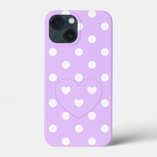 水玉模様とハート2 – ラベンダーかわいいガーリー Case-Mate iPhoneケース (裏面)