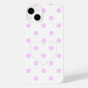 水玉模様とハート4 – 白 – かわいいガーリー Case-Mate iPhone 14 PLUSケース