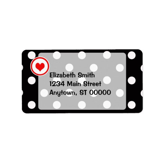 水玉模様とハートV6 ラベル (正面)