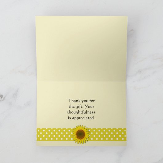 水玉模様とヒマワリサンキューカード サンキューカード (内部)