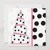 水玉模様とピンクの誕生日パーティーへの招待 招待状 (正面)