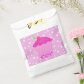 水玉模様とピンクカップケーキ フェイバーバッグ (封をした状態)