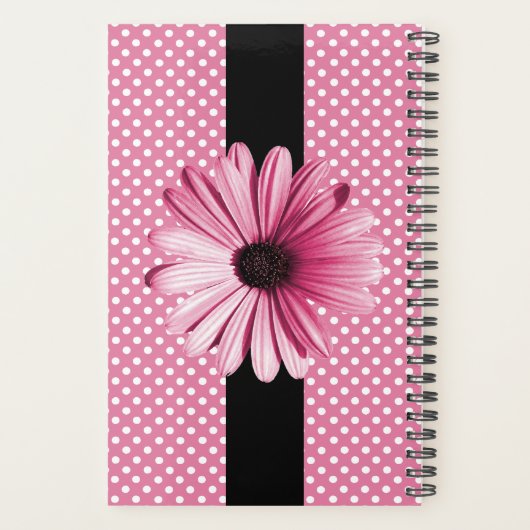 水玉模様とピンクフラワーカスタムプランナー プランナー手帳 (裏面)