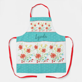 水玉模様とフローラ エプロン