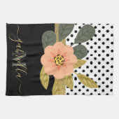 水玉模様とフローラ キッチンタオル (横)