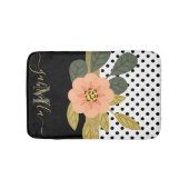 水玉模様とフローラ バスマット (正面)