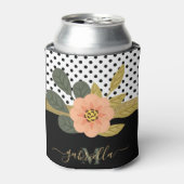 水玉模様とフローラ 缶クーラー (缶正面)