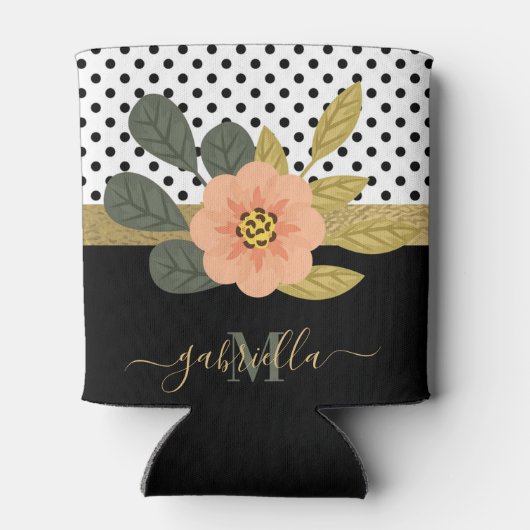 水玉模様とフローラ 缶クーラー (裏面)