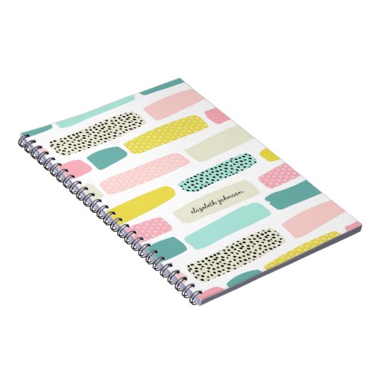 水玉模様とブラシストロークモダン抽象芸術 ノートブック (右側)