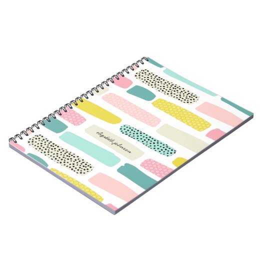 水玉模様とブラシストロークモダン抽象芸術 ノートブック (左側)