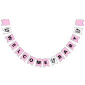 水玉模様とベビーの足跡 バンティングフラッグ (全)