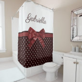 水玉模様とボウ シャワーカーテン (インサイチュ)