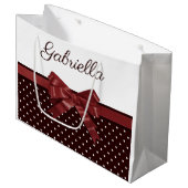 水玉模様とボウ ラージペーパーバッグ (正面アングル)