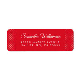 水玉模様とモダンタイポグラフィレッドアドレス ラベル