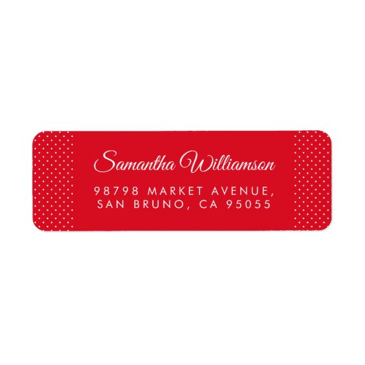 水玉模様とモダンタイポグラフィレッドアドレス ラベル (正面)