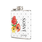 水玉模様とレッドイエローフローラgroomsmen フラスク (左)
