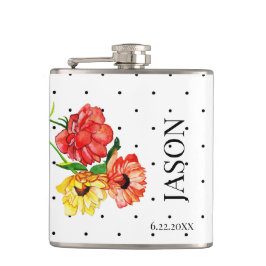 水玉模様とレッドイエローフローラgroomsmen フラスク
