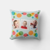 水玉模様と写真のカスタム クッション (正面)
