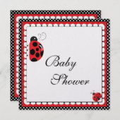 水玉模様と可愛いレディバグ 招待状 (正面/裏面)