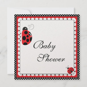 水玉模様と可愛いレディバグ 招待状
