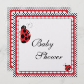 水玉模様と可愛いレディバグ 招待状 (正面/裏面)