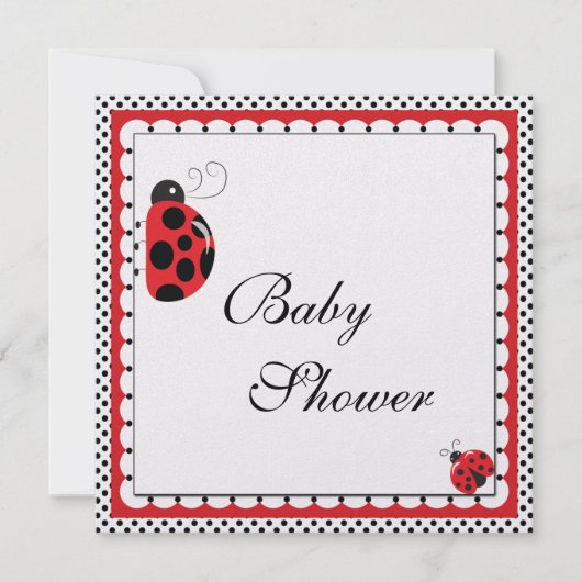 水玉模様と可愛いレディバグ 招待状 (正面)