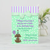 水玉模様と子犬の誕生日招待状 招待状 (スタンド正面)