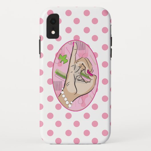 水玉模様と最もかわいいピンクそして緑 Case-Mate iPhoneケース (裏面)