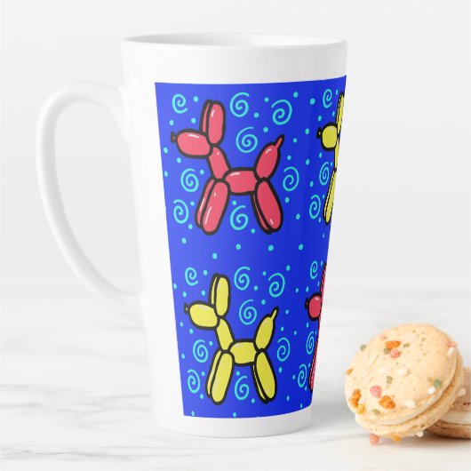 水玉模様と渦巻き型気球犬 カフェラテマグ (インサイチュ)