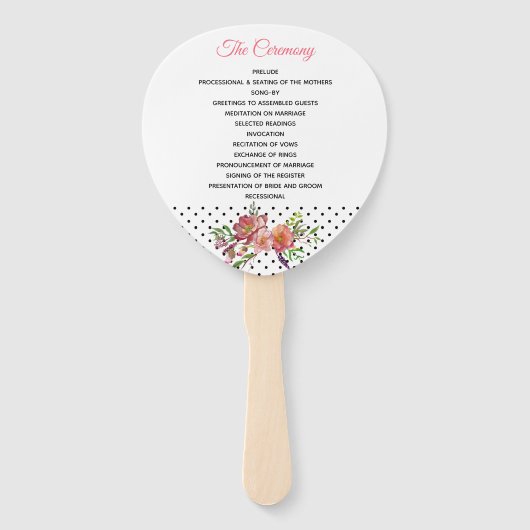 水玉模様と牡丹結婚式 プログラムファン ハンドファン (正面)