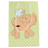 水玉模様と象ベビー抱き枕 ミディアムペーパーバッグ (正面)