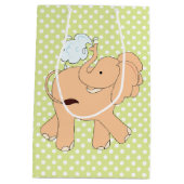 水玉模様と象ベビー抱き枕 ミディアムペーパーバッグ (裏面)