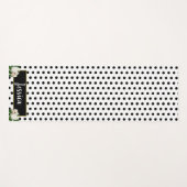 水玉模様とPeonies – ブラック/金ゴールド名プレート ヨガマット (正面(横))