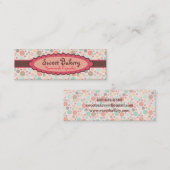 水玉模様のいちごのカップケーキの小型名刺 スキニー名刺 (正面/裏面)