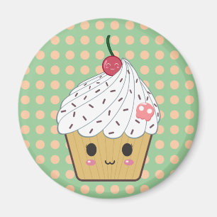 水玉模様のかわいいのカップケーキ マグネット