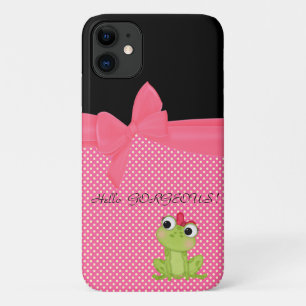 水玉模様のかわいいカエル - こんにちは美人さん iPhone 11 ケース