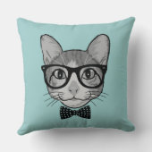 水玉模様のちょうネクタイを持つ猫のヒップスター クッション (裏面)