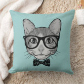 水玉模様のちょうネクタイを持つ猫のヒップスター クッション (ブランケット)