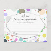水玉模様のアドバイスママになる赤ちゃんシャワー エンクロージャーカード (正面)