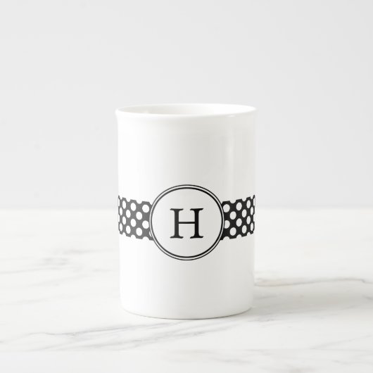 水玉模様のカスタマイズ可能な骨灰磁器のマグ ボーンチャイナマグカップ (正面)