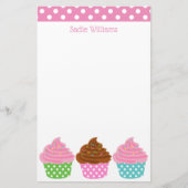 水玉模様のカップケーキ文パーソナライズされた房具 便箋 (正面)