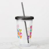 水玉模様のキルトのゴシック体の引用文 アクリルタンブラー (左)