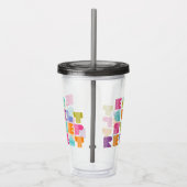 水玉模様のキルトのゴシック体の引用文 アクリルタンブラー (右)