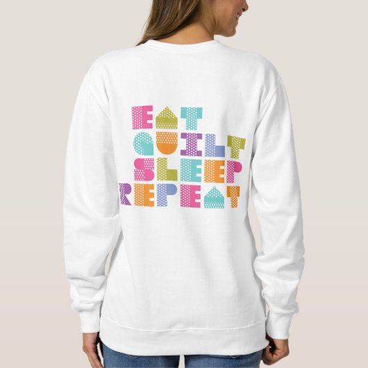 水玉模様のキルトのゴシック体の引用文 スウェットシャツ (裏面)