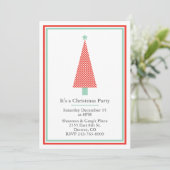 水玉模様のクリスマスツリーの休日のパーティの招待状 招待状 (スタンド正面)