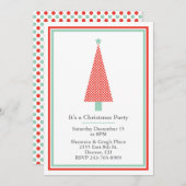 水玉模様のクリスマスツリーの休日のパーティの招待状 招待状 (正面/裏面)